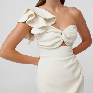 Personnaliser élégante mini robe moulante une épaule entrecroisée femmes robe de soirée courte - Product Image 4