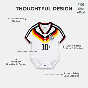 Combinaison Bébé Garçon 2026 Été Équipe Nationale Allemande Football Coton Barboteuse Manches Courtes Sans Col Étiquette Printemps - Product Image 3