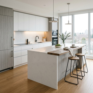 Mobile da <span class=keywords><strong>Cucina</strong></span> <span class=keywords><strong>Zen</strong></span> in Ebano e Noce con Top in Quarzo e Cassetti per Progetti di Personalizzazione Cucine in Stile <span class=keywords><strong>Zen</strong></span> - Product Image 1