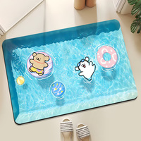 Tapis de bain en diatomite à séchage rapide, antidérapant, super absorbant, motif chien, tapis de sol pour salle de bain, écologique, décoration intérieure