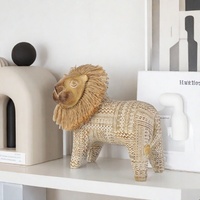 Décoration de bureau et d'intérieur : Adorables figurines de lion en fausse toile de lin de style européen pour la maison et le bureau
