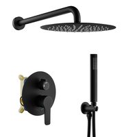 Promotion : Ensemble de douche encastré mural en laiton chromé brossé avec mitigeur chaud/froid et pommeau de douche pluie pour salle de bain d'hôtel