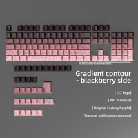 Capuchons de touches PBT Cherry Profile 133 touches, dégradé Blackberry Contour, gravure latérale, sublimation, pour clavier mécanique à interrupteurs MX