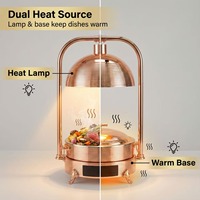 Ensemble de Réchauffeur Alimentaire de Haute Qualité en Acier Inoxydable 304 Or Rose pour Hôtel Affichage Numérique Lampe Chauffante Buffet Électrique Station de Réchauffement