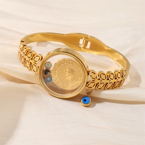 Nuovo Bracciale Aperto in Acciaio al Titanio <span class=keywords><strong>2026</strong></span> con Personalità, Placcato Oro Vero 18k, a Forma di Moneta, Regalo di San Valentino, Gioielli - Product Image 3