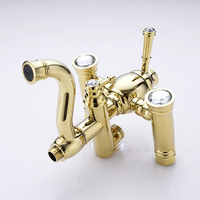 Ensemble de douche Antique européen de luxe classique robinet cascade ronde pommeau de douche de pluie mélangeur de couleur dorée douche en laiton
