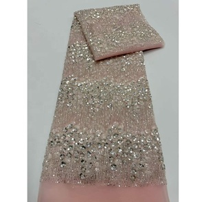 Tessuto in Pizzo Francese Ecologico in Poliestere <span class=keywords><strong>con</strong></span> <span class=keywords><strong>Perline</strong></span> Ricamate e Paillettes per Abiti da Sposa - Product Image 2