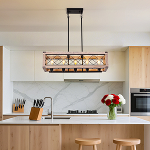 โคมไฟระย้าและโคมไฟระย้า E26สไตล์อุตสาหกรรมแบบอเมริกันโคมไฟแขวนห้องรับประทานอาหารทำจากไม้ขนาดใหญ่โคมไฟแขวนเพดานในบ้านในสวนแบบทันสมัย - Product Image 1