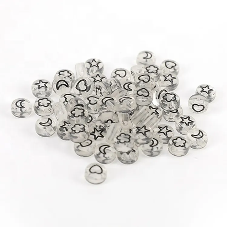 Acrylic Flat Round icon Beads 7x4mm Transparent Spacer Beads for DIY Necklace Bracelet Jewelry Making (Clear)