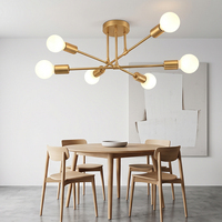 Lustre suspendu minimaliste 6 lumières doré style nordique Sputnik pour cuisine, chambre, restaurant - Expédition depuis l'entrepôt américain