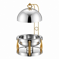 Nouveau style – Plat de service 8L en argent et or, chauffe-plats de luxe, ensemble de buffet isolé, bain-marie avec couvercle suspendu pour la restauration hôtelière royale