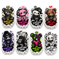 Autocollant Adhésif Vinyle Découpé Personnalisé avec Logo Ours Graffiti, Couronne et Chaîne Brodés pour Skateboard et Casque