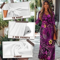 Robe longue personnalisée écologique Samoan Puletasi, style polynésien, col en V, robes longues élégantes de grande taille pour femmes pour l'automne