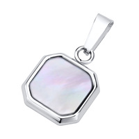 Pendentif carré géométrique en acier inoxydable avec coquille en pierre naturelle pour collier et porte-clés accessoires de fabrication de bijoux