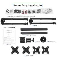 Support de moniteur LCD LED quadruple pour bureau debout, support extra haut de 31,5 pouces, robuste, entièrement réglable pour 4 écrans