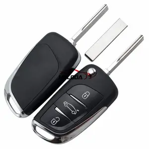 For Original Peugeot 3 button modified flip remote key blank with HU83 407 Blade- 3Button -Trunk- With battery place