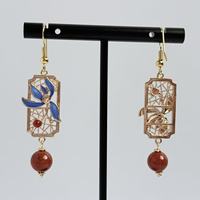 Anting-anting gantung desain bunga modis wanita, berlapis emas, perhiasan fesyen untuk hadiah acara spesial