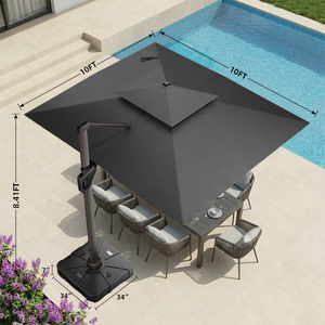 <span class=keywords><strong>Parasol</strong></span> carré 3x3m à double auvent avec lumière LED et base à réservoir d'eau - Stock USA - Product Image 4