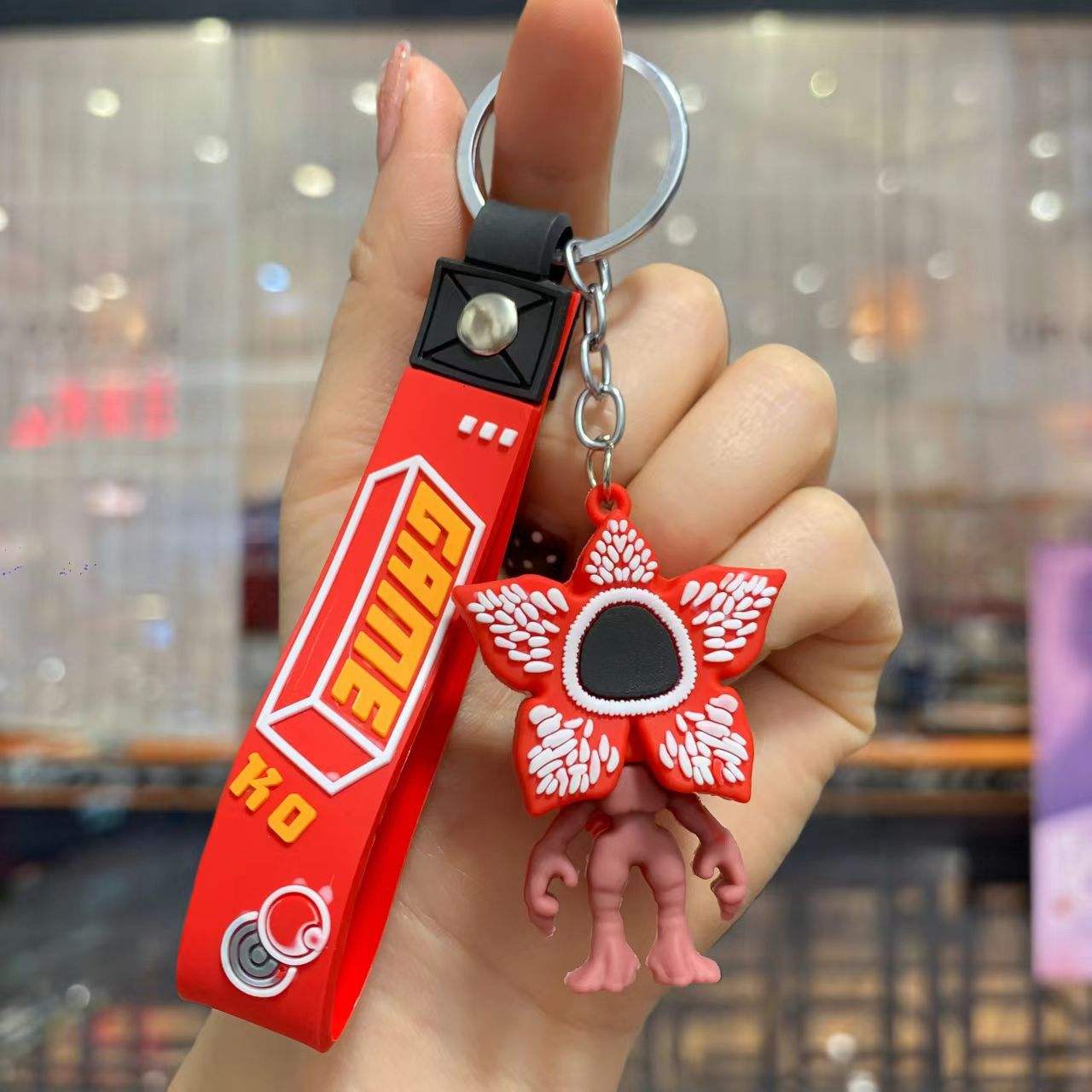 Colgante muñeca flor rosa-rojo