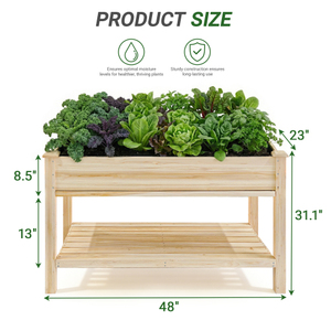 USA Warehouse Wooden Raised <b>Garden</b> Planter Box Outdoor Flower Pot Vegetable Planting <b>Bin</b> with Lower <b>Storage</b> Shelf - Product Image 4