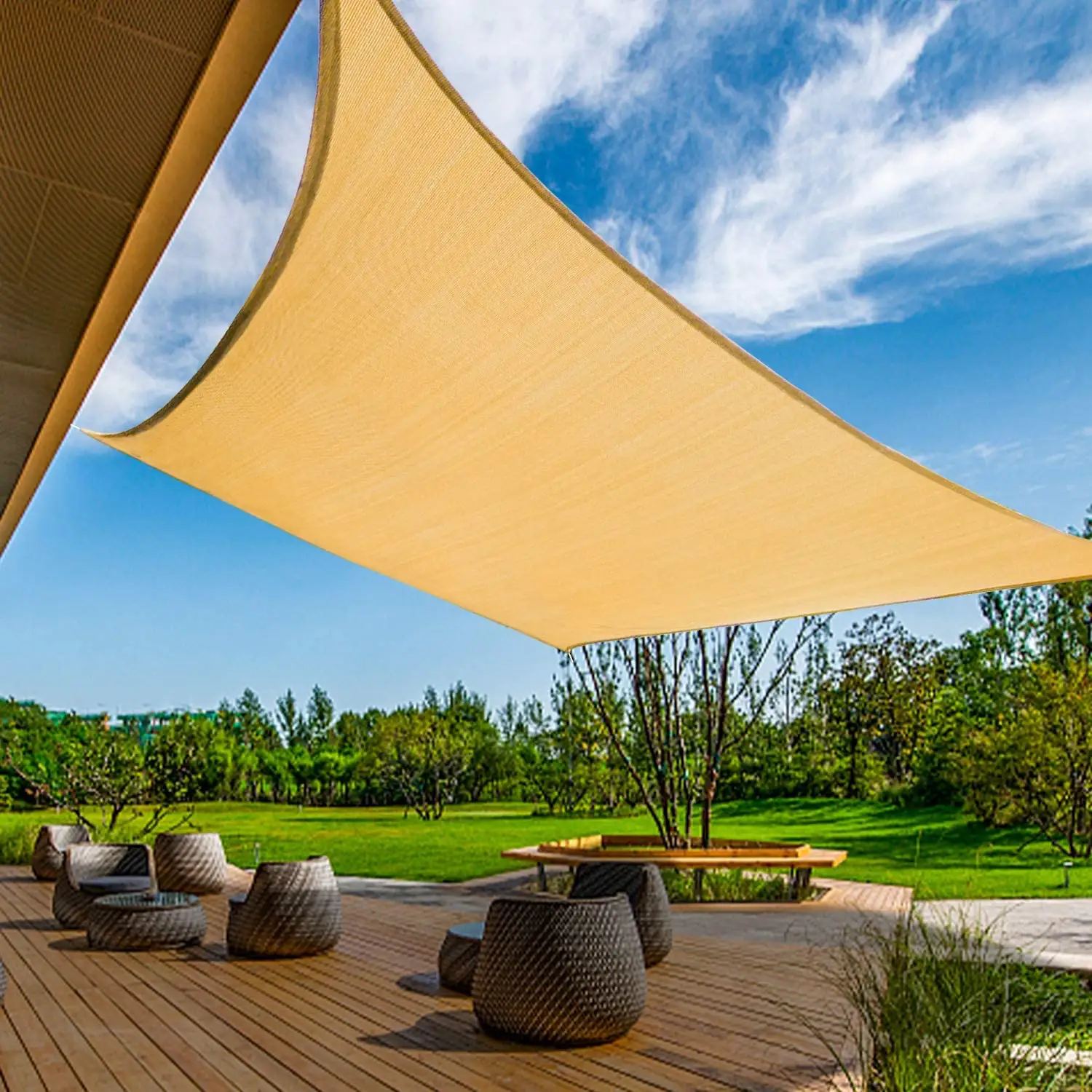 Outdoor Sun Shade Sail Rectangle 16' X 20' Uv Block Canopy Agricultural Shade Sail For Patio Backyard