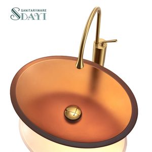 SDAYI, lavabos de <span class=keywords><strong>cristal</strong></span> de estilo transparente de lujo ligero, <span class=keywords><strong>lavabo</strong></span> ovalado, <span class=keywords><strong>lavabo</strong></span> de mano, <span class=keywords><strong>lavabo</strong></span> de vidrio templado - Product Image 2