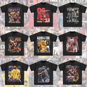 T-shirt décontracté 100 % coton Clarkson <span class=keywords><strong>Curry</strong></span> pour Owen James Morant, personnage star américain, avec imprimé ancien et manches courtes délavées - Product Image 1