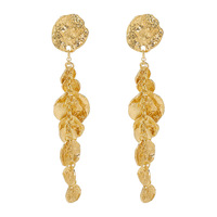 Boucles d'oreilles pendantes longues en métal texturé exagéré, avec pendentif multi-disques, pour femme, tendance