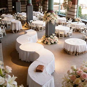 Veelzijdige opvouwbare S-vormige houten tafel - geschikt voor boerderijen & hotels, draagbaar & makkelijk schoon te maken voor bruiloften, banketten & evenementen - Product Image 6