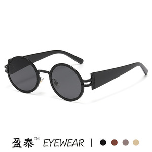 แว่นตา แว่นกันแดดทรงกลม กรอบโลหะ UV400 แว่นกันแดดผู้หญิง - Product Image 4