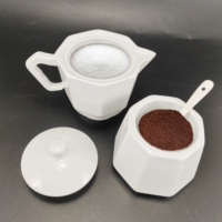 Ensemble de pots de rangement en céramique de style Moka octogonale, pour café, sucre, thé, multi-usages, couleur et logo personnalisés
