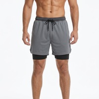 Shorts de sport légers pour hommes en tissu respirant, personnalisables OEM, avec taille élastique, poches latérales, double couche, pour entraînement, course et fitness