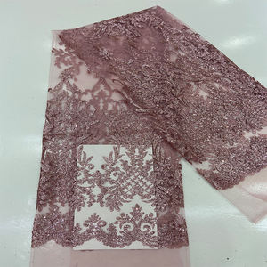 Honglong glitzernde rosa Kristall Pailletten wunderschöne weiße Hochzeits kleid Perlen Mesh Gaze Ballkleid Spitze Stoff - Product Image 6