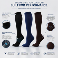 Chaussettes de compression de couleur unie unisexe, chaussettes de sport élastiques à pression sur le mollet pour la course à pied et le cyclisme en plein air
