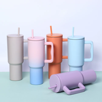 Vaso Térmico de Acero Inoxidable de 40 oz con Asa y Pajita, Taza de Vacío de Doble Pared con Acabado Mate para Viajes, Coche y Oficina