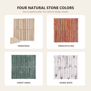 Beige Travertine Fluted Mosaic <strong>Tile</strong> 3D Convex Natural Stone Mesh-Backed <strong>Wall</strong> <strong>Tile</strong> For Bathroom Kitchen Hotel - Product Image 4