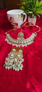 Conjunto de collar choker de lujo Mint Gan Kundan, valioso como joyería nupcial tradicional Statermont y Masing Fikka. - Product Image 2