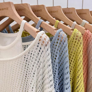 Ensemble de gilets en tricot ajouré pour femmes, haut amincissant à coupe ample, couleur unie, pull en polyester, ZY49 - Product Image 5