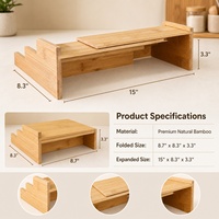Étagère à épices extensible à 3 niveaux en bambou, organisateur de rangement réglable pour assaisonnements, pour comptoir de cuisine et armoire