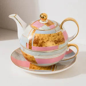 Moderne Art Nachmittags tee Set Topf anpassen Keramik Teekanne Tasse Set Knochen China Teekanne Tee für einen Satz