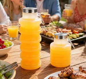 Custom Design 16oz Portable <b>Collapsible</b> Disposable BPA Free Food Safe Silicone <b>Bottle</b> Carabiner Gym Travel Camping Applicable - Product Image 3