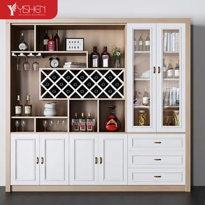 Venta caliente vitrina de vino de madera muebles de sala de estar montado en la pared bodega Bar gabinete de almacenamiento con <span class=keywords><strong>puerta</strong></span> de vidrio - Product Image 5