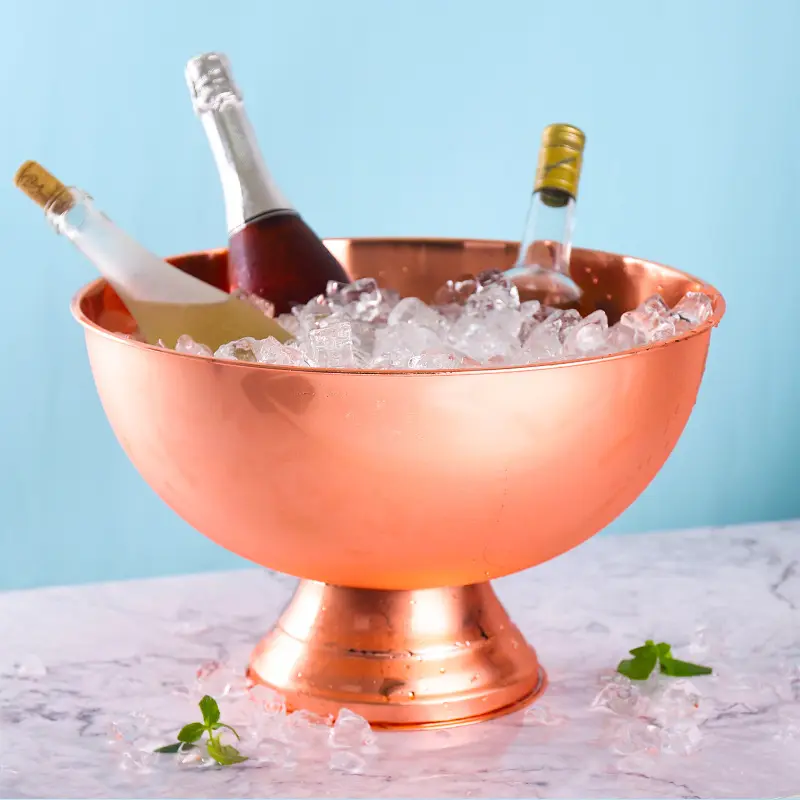 Ciotola per il ghiaccio grande personalizzata di lusso in acciaio inossidabile Bar Champagne birra bottiglia di vino Cooler secchiello per il ghiaccio per feste in oro rosa