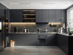 <span class=keywords><strong>Mobili</strong></span> da <span class=keywords><strong>Cucina</strong></span> Modulari E0 MFC per Ingrosso Fabbrica, Armadietti RTA Flat Pack a Installazione Rapida per Costruzioni di Appartamenti - Product Image 4