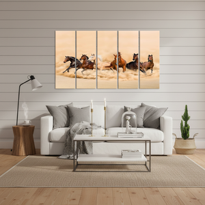 Running Horses <b>Canvas</b> Print: Elegant Farmhouse Animal <b>Wall</b> Art,SET OF 5 <b>CANVAS</b> - Product Image 3