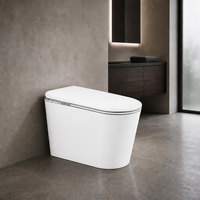 WC intelligent moderne en céramique allongé avec bidet intégré, siège chauffant, chasse d'eau automatique et télécommande incluse