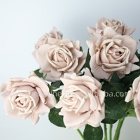 Roses artificielles décoratives à tige unique, couleur orange brûlé, toucher réel, qualité automne, pour mariage, remise de diplôme, Noël