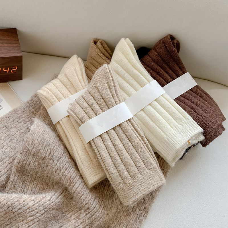 Winter Woolen Socks Women Japan Socks Ins Fashion Thickened Autumn Japanese Style Korean Solid Color Cotton Winter Socks