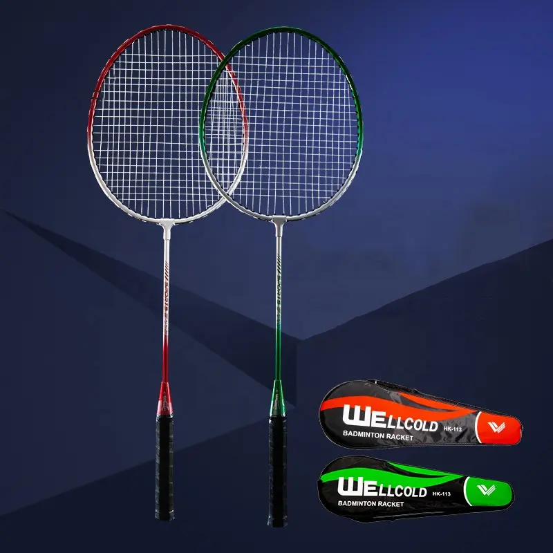 Wellcold düşük fiyat PVC kavrama ile hafif demir alaşım badminton raketler