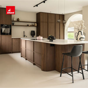 Mueble de cocina minimalista nórdico con tiradores de madera maciza de roble blanco natural de Europa y cajón de cola de milano y detalles de lengüeta - Product Image 4